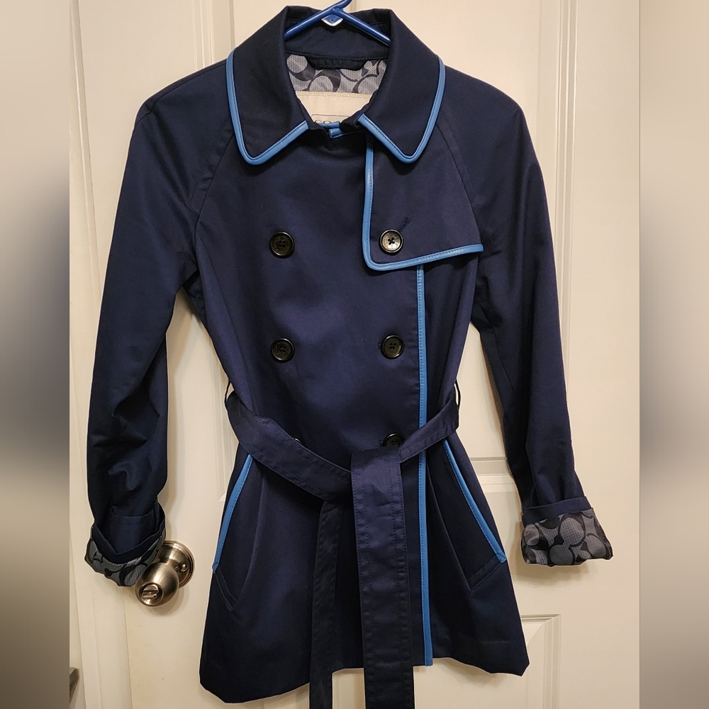 COACH Leather Trimmed Trench Coat